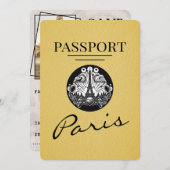 Yellow Paris Passport Save the Date (Vorne/Hinten)