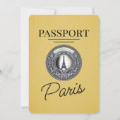 Yellow Paris Passport Wedding Einladung (Rückseite)