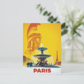 Yellow Paris Roman Statue and Fountain Art Postkarte (Stehend Vorderseite)
