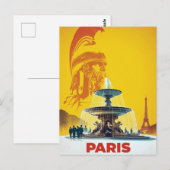 Yellow Paris Roman Statue and Fountain Art Postkarte (Vorne/Hinten)
