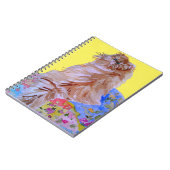 Yellow Patchwork Quilt Fluffy Cat Katzen Notebook Notizblock (Linke Seite)