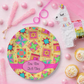 Yellow Patchwork Quilt Shop Kundenspezifisches Par Pappteller (Party)