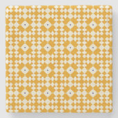 Yellow Pattern Azulejos portugiesischer Untersetze Steinuntersetzer (Vorderseite)