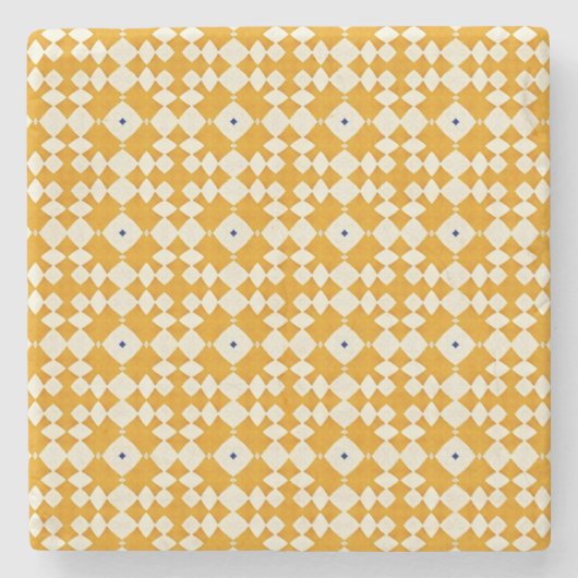Yellow Pattern Azulejos portugiesischer Untersetze Steinuntersetzer (Vorderseite)