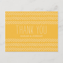 Yellow Pattern Wedding Danke Postcard Postkarte