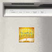 Yellow Peace Sparkle Shine Script Hanukkah Menorah Magnet (In Situ (Geschirrspüler))