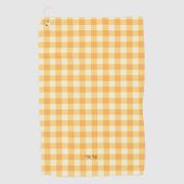 Yellow Peach Gingham Kariert Golfhandtuch (Vorderseite)