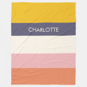 Yellow Peach Modern Color Blocks Stripes Custom  Fleecedecke (Vorderseite)