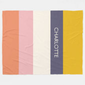 Yellow Peach Modern Color Blocks Stripes Custom  Fleecedecke (Vorderseite (Horizontal))