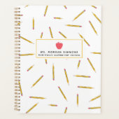 Yellow Pencils Pink Apple Lehrer Planner Planer (Vorderseite)