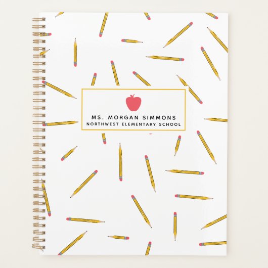 Yellow Pencils Pink Apple Lehrer Planner Planer (Vorderseite)
