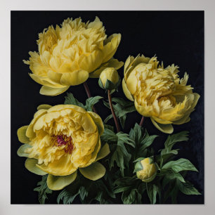 Yellow Peongs Blume Art Print Poster