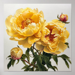 Yellow Peongs Blume Art Print Poster