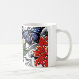 Yellow Peony and Butterfly Tattoo Design Kaffeetasse