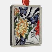 Yellow Peony and Butterfly Tattoo Design Ornament Aus Metall (Rechts)