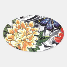 Yellow Peony and Butterfly Tattoo Design