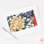 Yellow Peony and Butterfly Tattoo Design Rechteckiger Aufkleber (Umschlag)