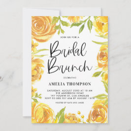 Yellow Peony and Rosen floral Wreath Bridal Brunch Einladung