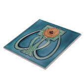 Yellow Peony Blue Deco Art Nouveau Art Deco Fliese (Seite)