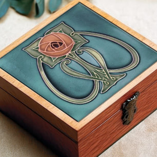 Yellow Peony Blue Decor Art Nouveau Art Deco Ceram Fliese