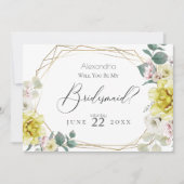 Yellow Peony Blume werden Sie meine Bridesmaid sei Einladung (Vorderseite)