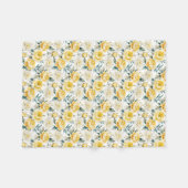 Yellow Peony Chrysanthemum Floral Botanical Print Fleecedecke (Vorderseite (Horizontal))