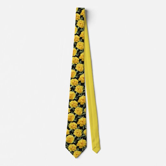Yellow Peony Floral Pattern Krawatte (Vorderseite)