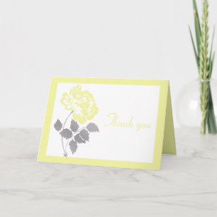 Yellow Peony on White mit Grau Dankeschön-Karte Dankeskarte