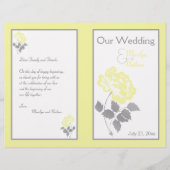 Yellow Peony on White mit Gray Wedding Program (Vorderseite)