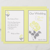 Yellow Peony on White mit Gray Wedding Program (Vorne/Hinten)
