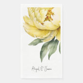 Yellow Peony Personalized Names Wedding Serviette (Vorderseite)