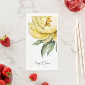 Yellow Peony Personalized Names Wedding Serviette (Beispiel)
