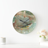 Yellow Perch by S.A. Kilbourne, Vintage Fish Große Wanduhr (Zuhause)