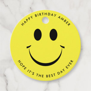 Yellow Personalisiert Happy Face Niedlich Gefallen Geschenkanhänger