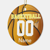 Yellow Personalize Basketball Number Ornament (Links)