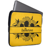 Yellow Personalized line drawn sunflowers Laptopschutzhülle (Vorne Rechts)