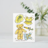 Yellow Petunia Teddy Bear Paper Doll niedliche Pos Postkarte (Stehend Vorderseite)