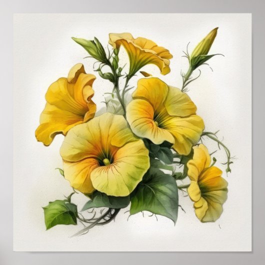 Yellow Petunias Blume Art Print Poster (Vorne)