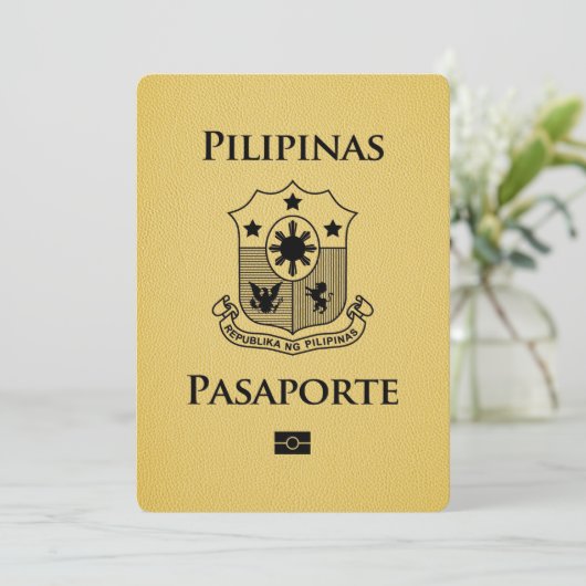 Yellow Philippines Passport Save the Date (Stehend Vorderseite)