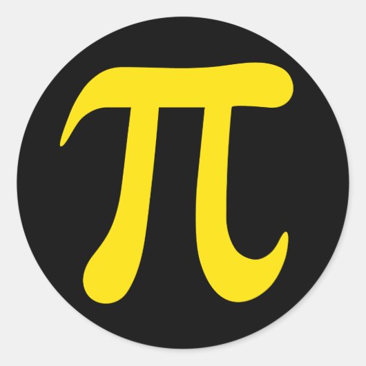 Yellow pi mathematisches Symbol auf schwarzen Aufk Runder Aufkleber (Vorderseite)