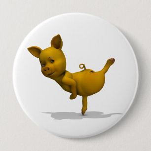 Yellow Pig Arabesque Button