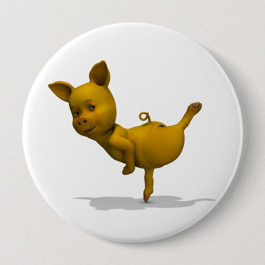 Yellow Pig Arabesque Button (Vorderseite)
