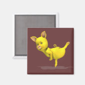 Yellow Pig Arabesque Magnet (Vorderseite/Rückseite)