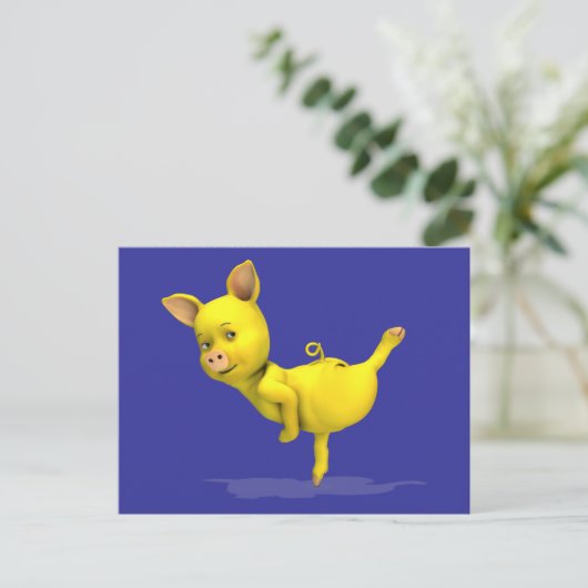 Yellow Pig Arabesque Postkarte (Stehend Vorderseite)