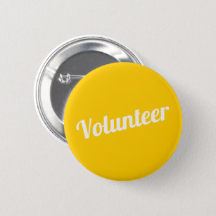 Yellow Pin-back Volunteer Buttons