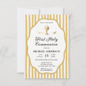 yellow pin striped Communion Invitation Einladung (Vorderseite)