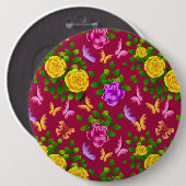 Yellow, Pink and Purple Rose Flower Button (Vorne & Hinten)