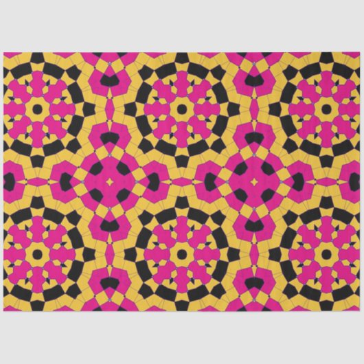 Yellow Pink & Black Geometric Mosaik Muster Seidenpapier (Vorderseite)