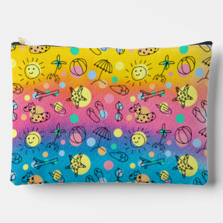 Yellow Pink Blue Aqua Niedlicher Strand Zubehörtasche