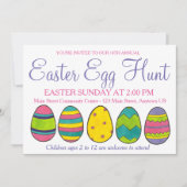 Yellow Pink Blue Painted Oaster Basket Ei Hunt Einladung (Vorderseite)